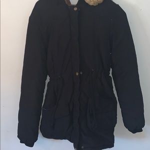 Fur lined jacket with hoodie